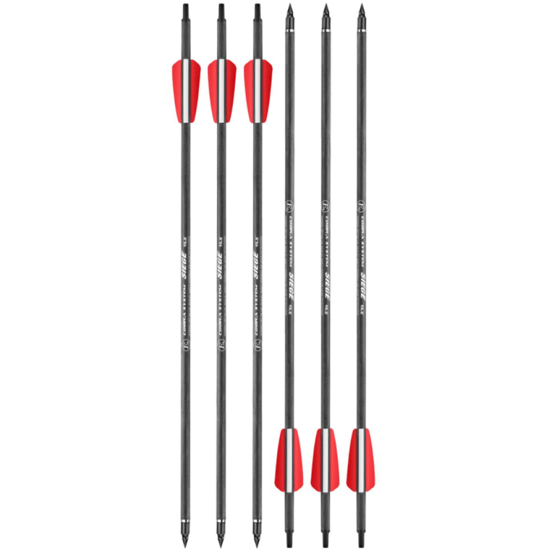 EK-Archery Bełty węglowe 15,5" do kuszy Cobra Siege - 6 sztuk
