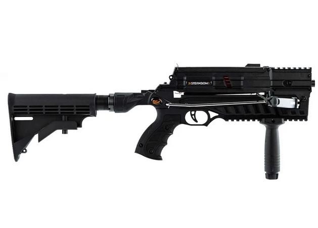 Steambow Balestra tattica a ripetizione AR-6 Stinger II con caricatore rapido da 6 colpi.