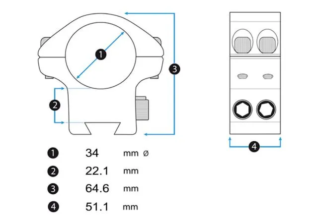 Arken Optics Pierścienie montażowe Halo 34 mm Halo Weaver/Picatinny