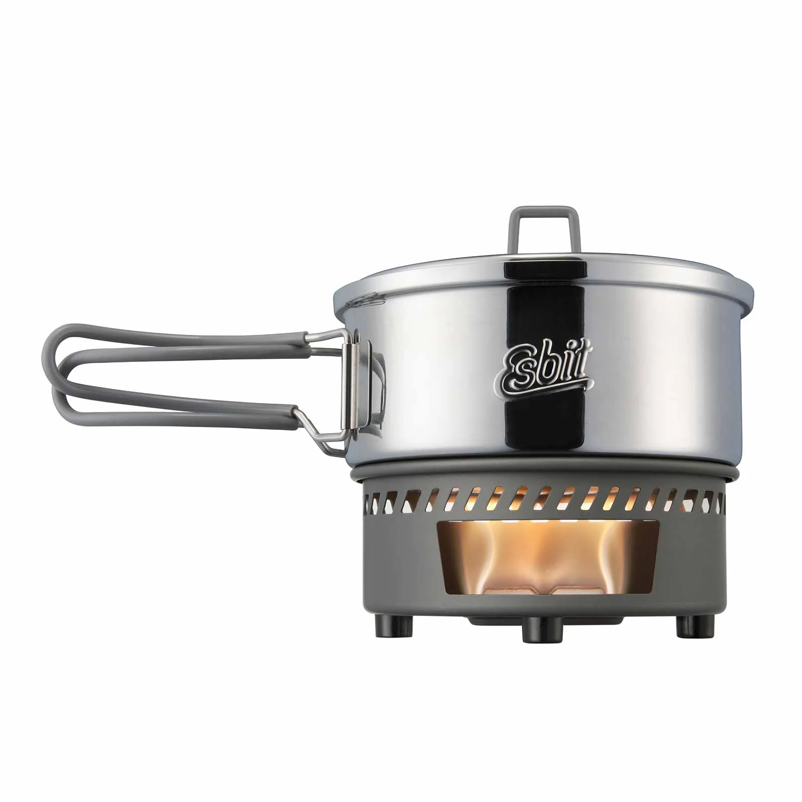 Esbit Camping cooking set for solid fuel with pot made of 18/8 stainless steel - 1,000 ml