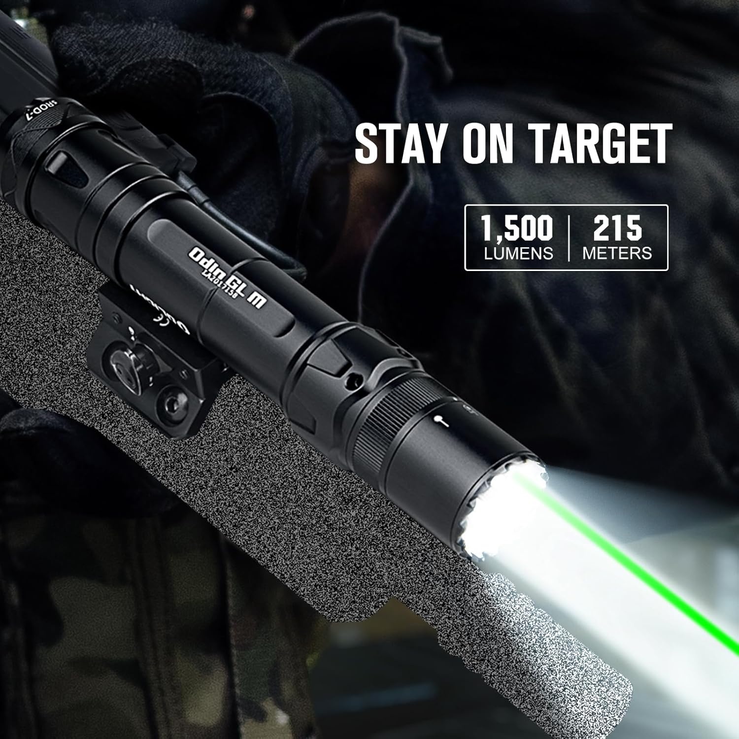 OLight Odin GL M com montagem MLOK e laser verde - 1500 lumens