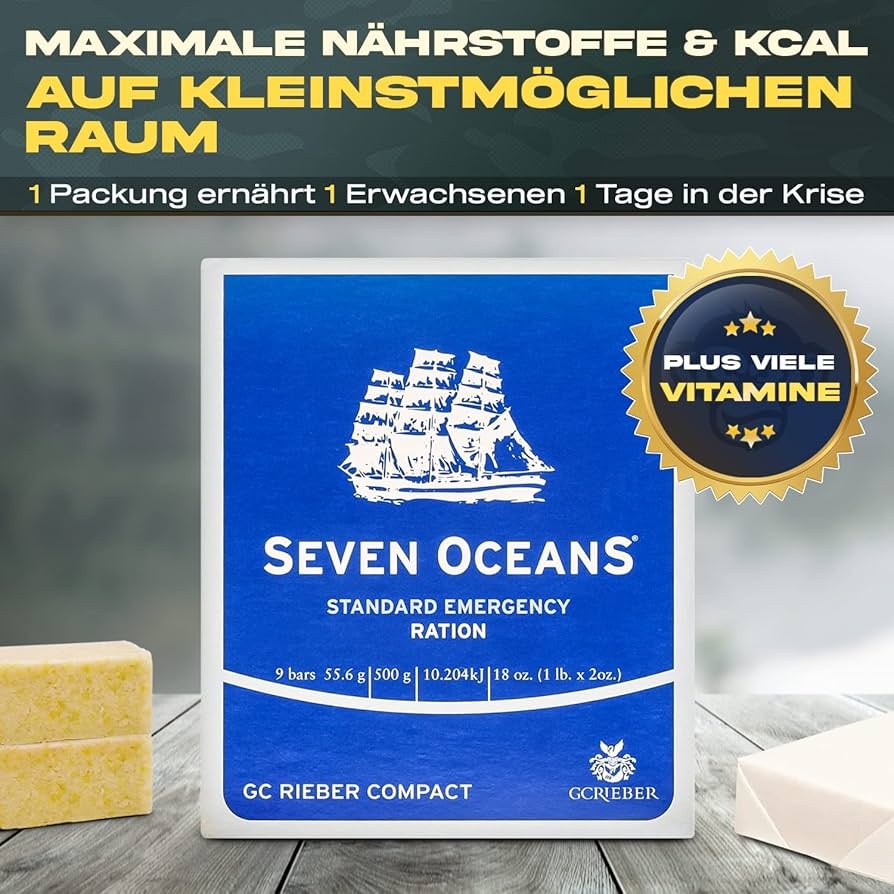 Seven Oceans Rações diárias XXL 24 x 500 g - prazo máximo de validade dos alimentos de emergência