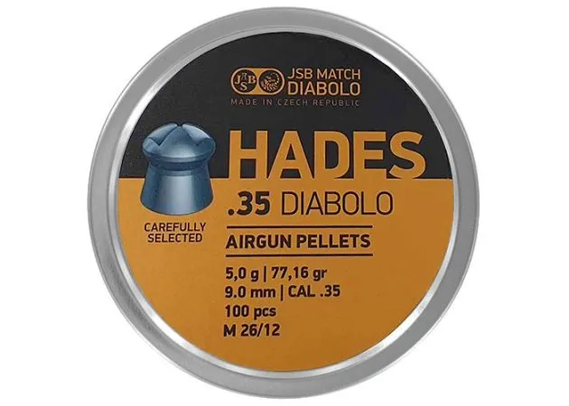 JSB Hadès pointe creuse 77.16 diabolos grains 9 mm / .35 - 5 x 100 pièces