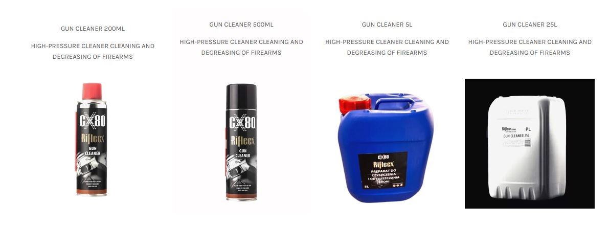 RifleCX Nettoyant pour pistolet - 200 ml / 500 ml / 5 litres ou 25 litres