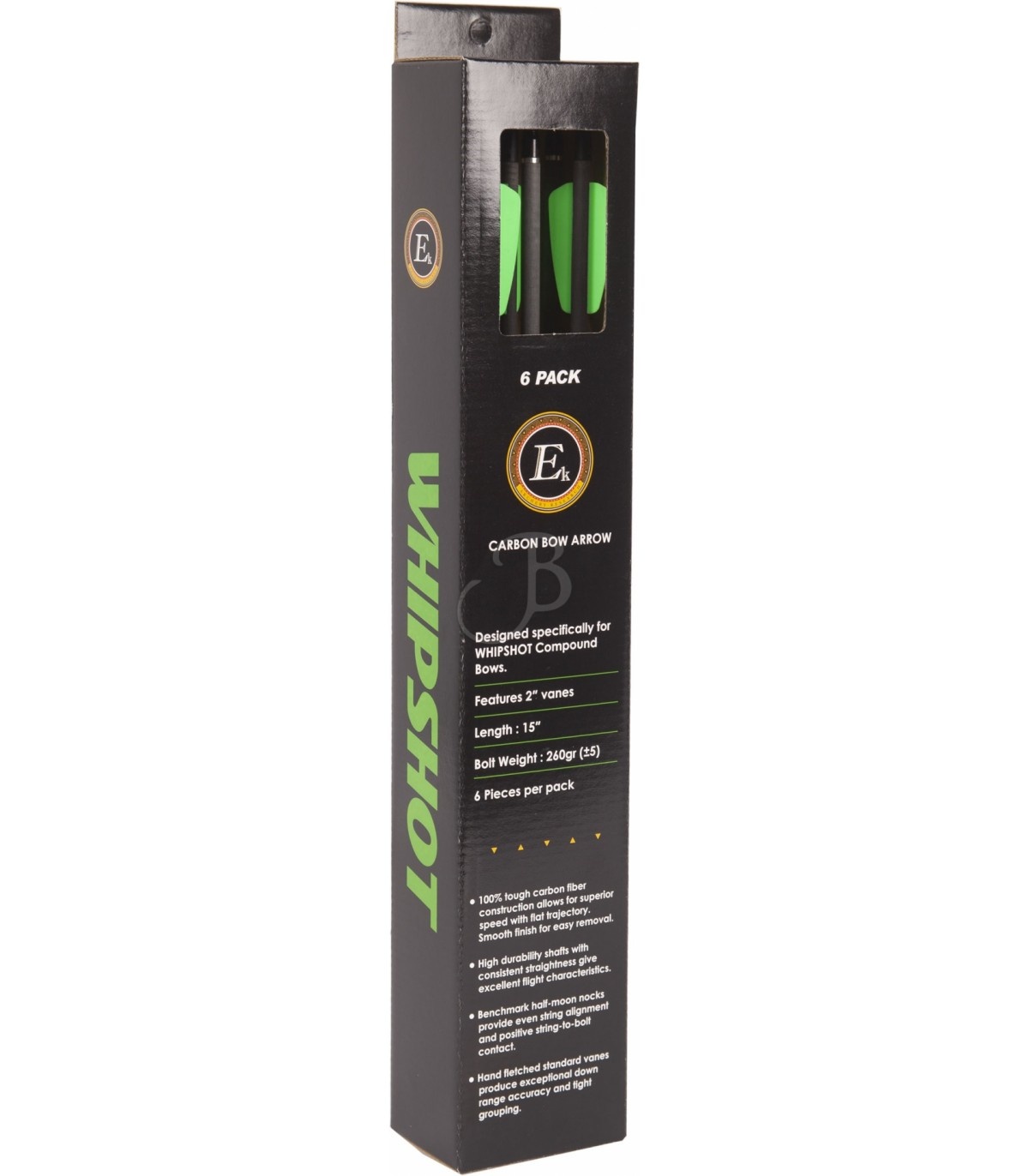 EK-Archery Strzały węglowe 15" do whipshota - 6 sztuk
