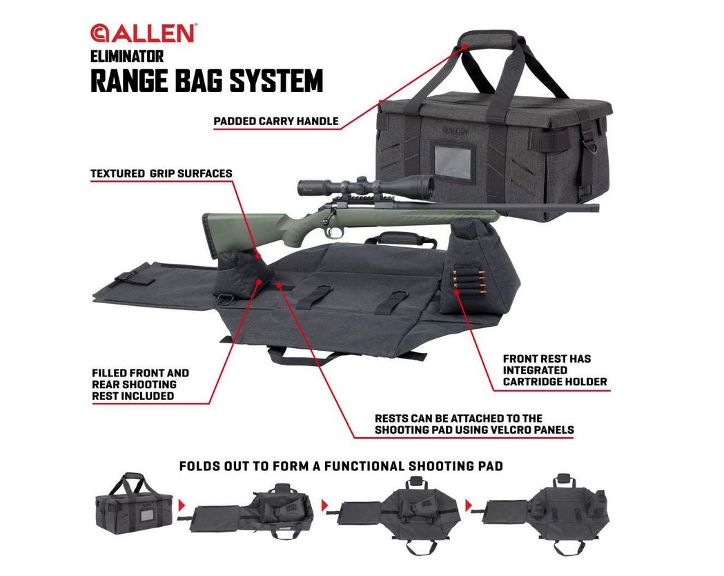Allen Torba na strzelnicę Eliminator i przenośny system podpórek strzeleckich – węgiel drzewny