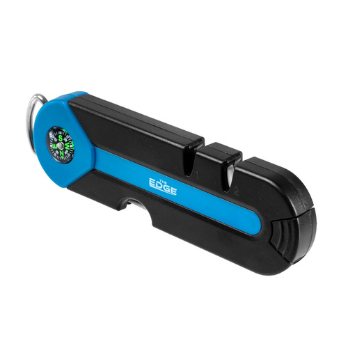Country mobile knife sharpener with compass and emergency whistle