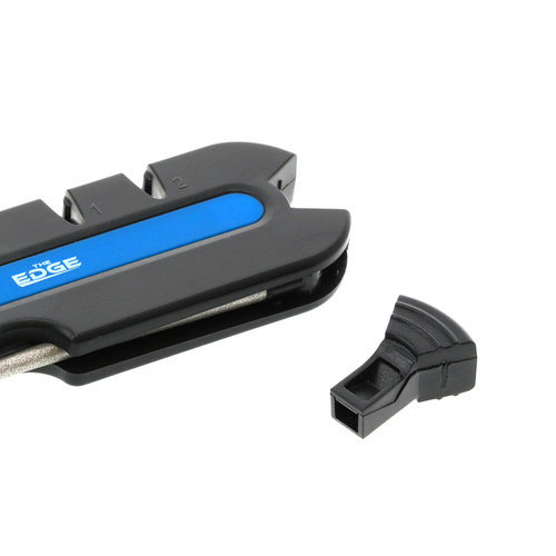 Country mobile knife sharpener with compass and emergency whistle