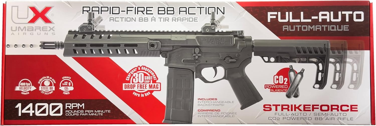 Umarex Pistolet à billes Co2 StrikeForce Rapid Fire entièrement automatique de 4,5 mm (0,177) - 3,0 joules