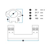 Arken Optics Montagem em cantilever de precisão rígida de 30 mm 0 MOA Weaver/Picatinny