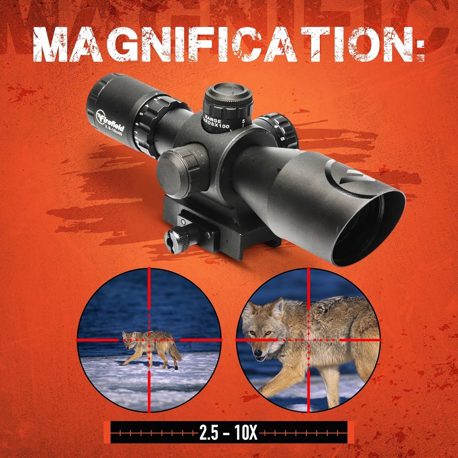 Firefield Barrage 2.5-10x40 riflescope with red laser