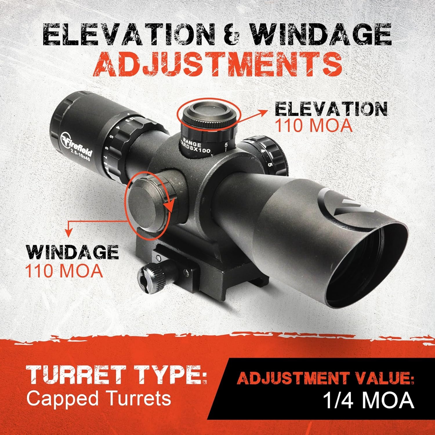 Firefield Barrage 2.5-10x40 riflescope with red laser