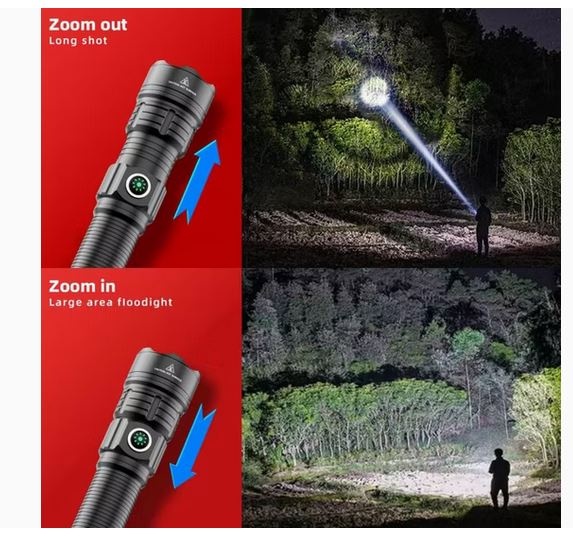WADSN Lampe torche LED haute puissance avec zoom et monture Picatinny