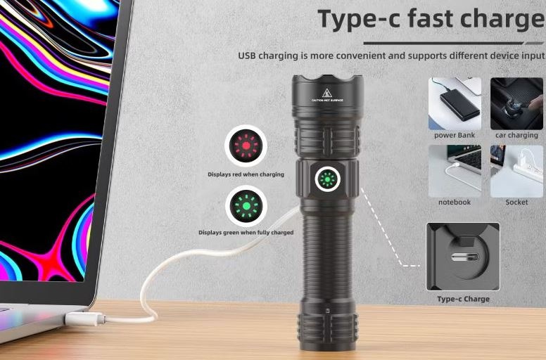 WADSN Lampe torche LED haute puissance avec zoom et monture Picatinny