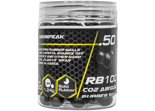 Snowpeak RB100 Pelotas de goma de 1,24 g Cal .50 - 100 piezas