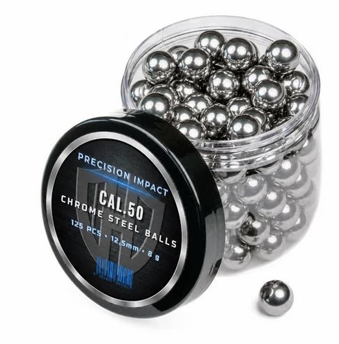 HD24 Balas de impacto de precisión cromadas de 8 g, calibre .50 - 125 unidades