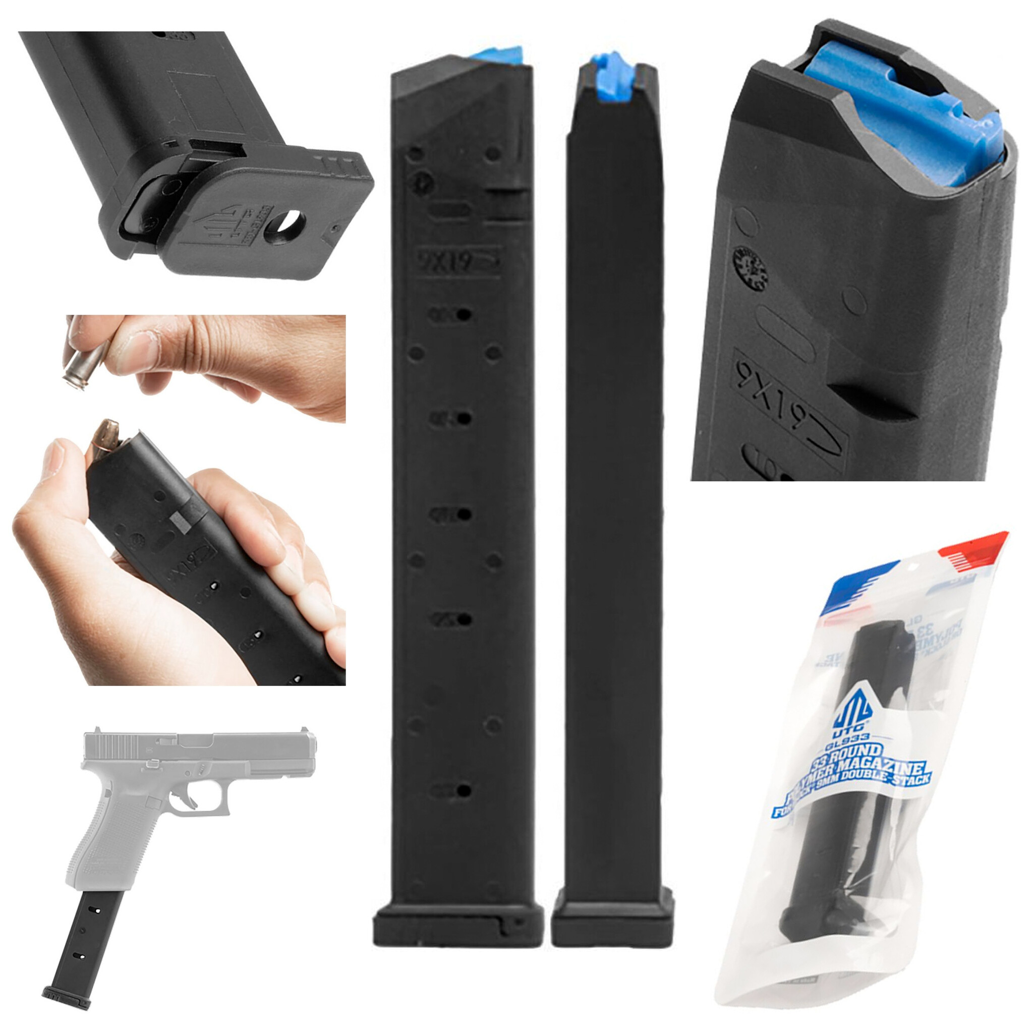 UTG Carregador Leapers Glock 9mm de 33 cartuchos