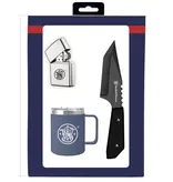 Smith & Wesson Set da campeggio: coltello Tanto, tazza termica e accendino a benzina.