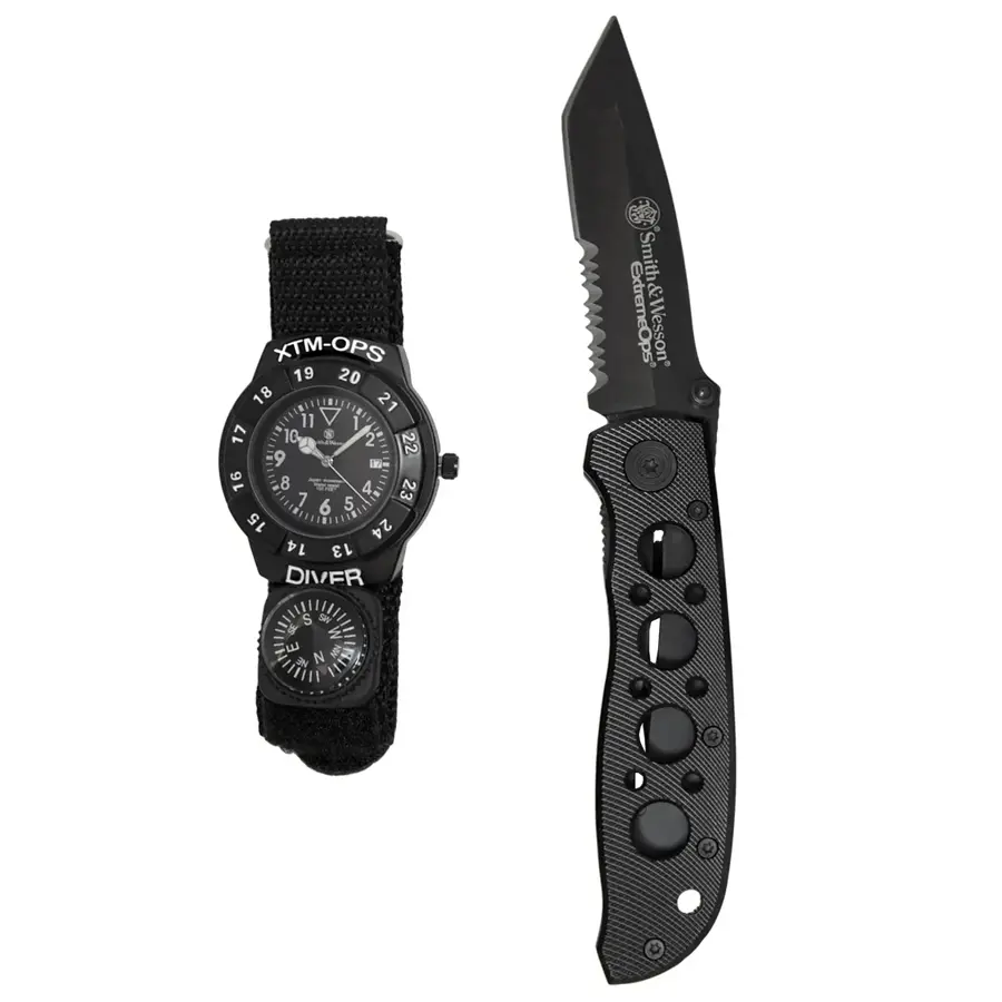 Smith & Wesson Extreme Ops Combo – nóż taktyczny i wodoodporny zegarek z kompasem