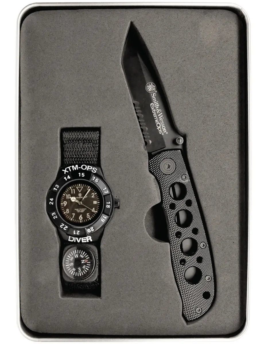 Smith & Wesson Extreme Ops Combo – nóż taktyczny i wodoodporny zegarek z kompasem