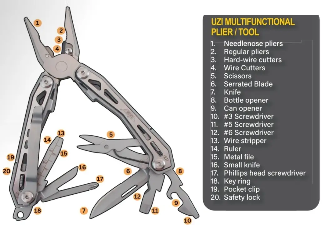 UZI Multifunctional tool pliers for shooting range and workshop