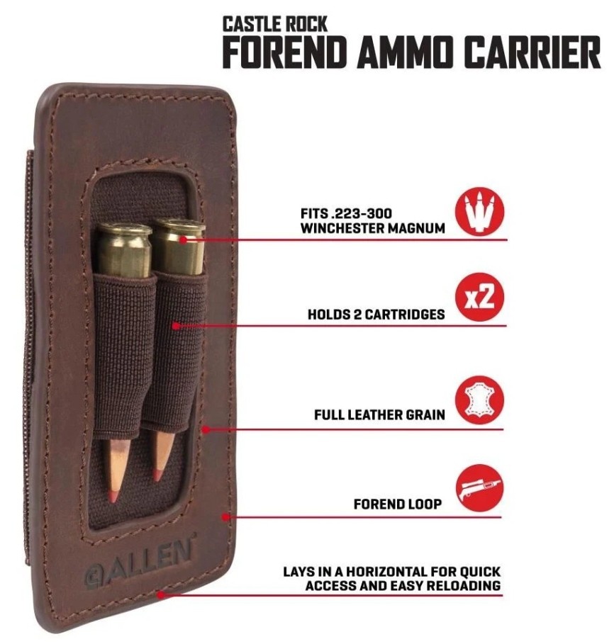 Allen Leather cartridge case for 2 ball cartridges for fore-end - brown