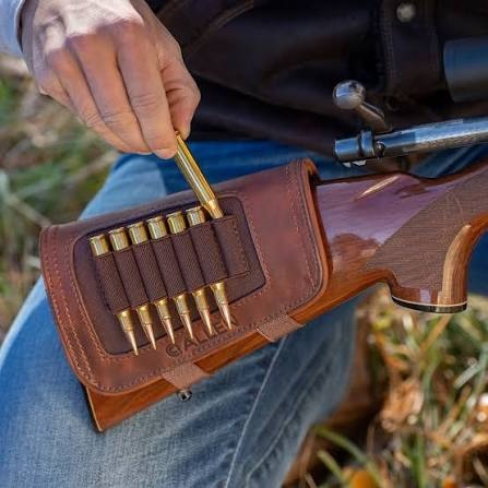 Allen Leather cartridge case for 7 ball cartridges for buttstock - brown