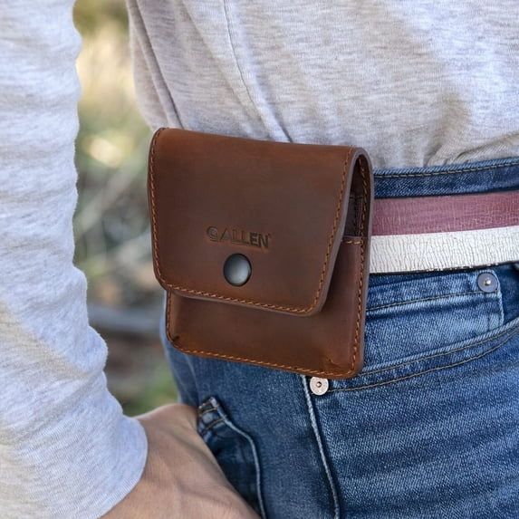 Allen Leather belt pouch for 6 rifle cartridges - brown