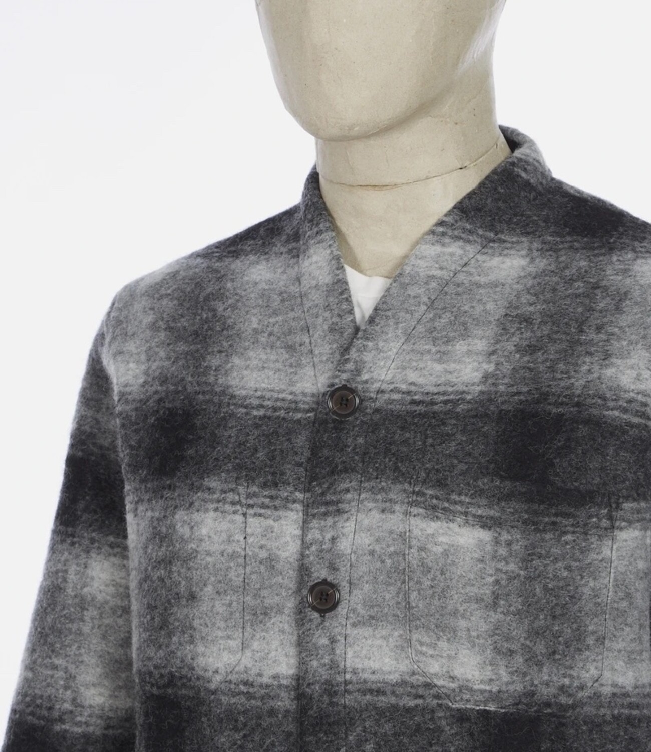 Cardigan check wool fleece