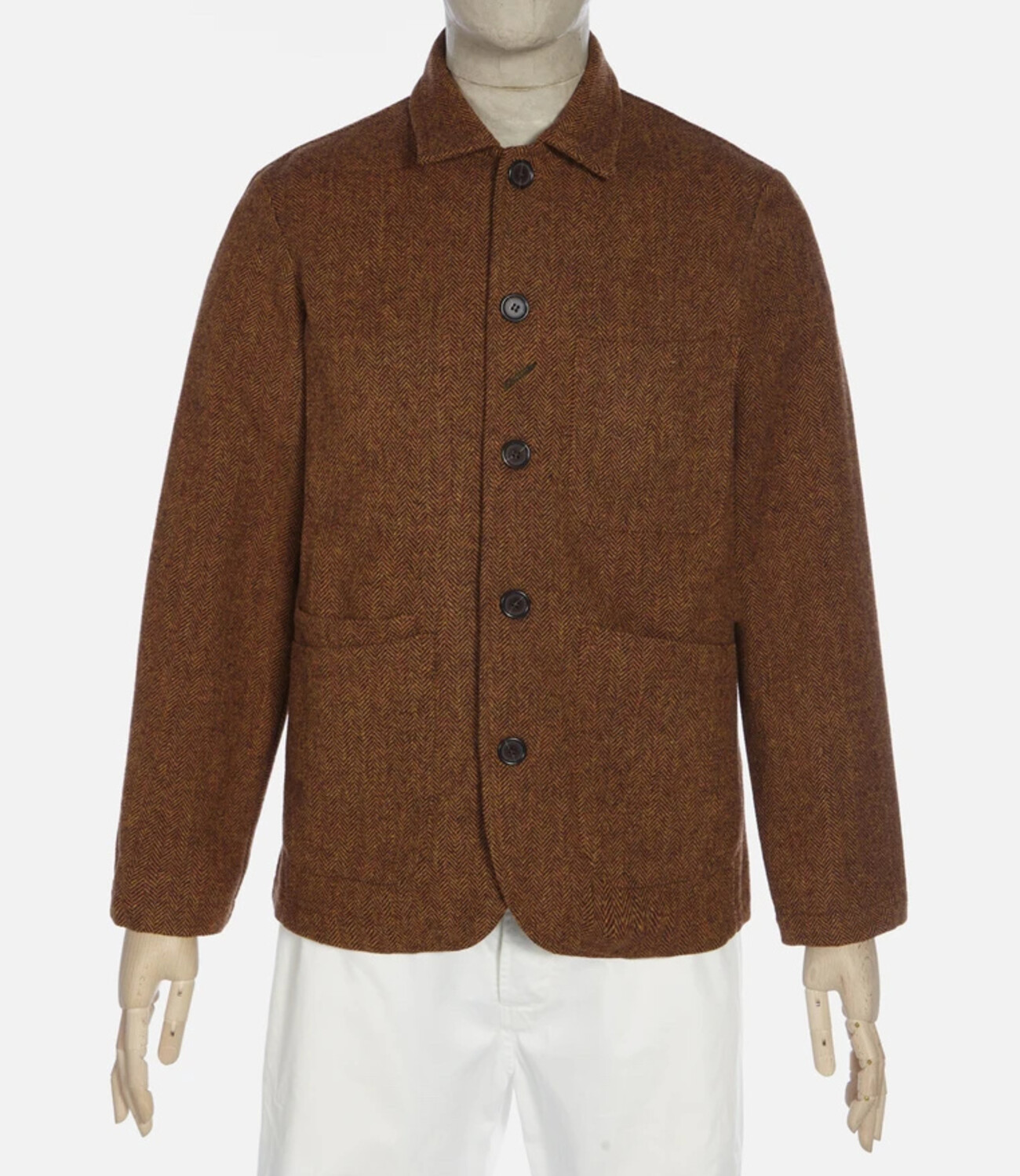 Jacket herringbone wool in orange. - Neighbourhood