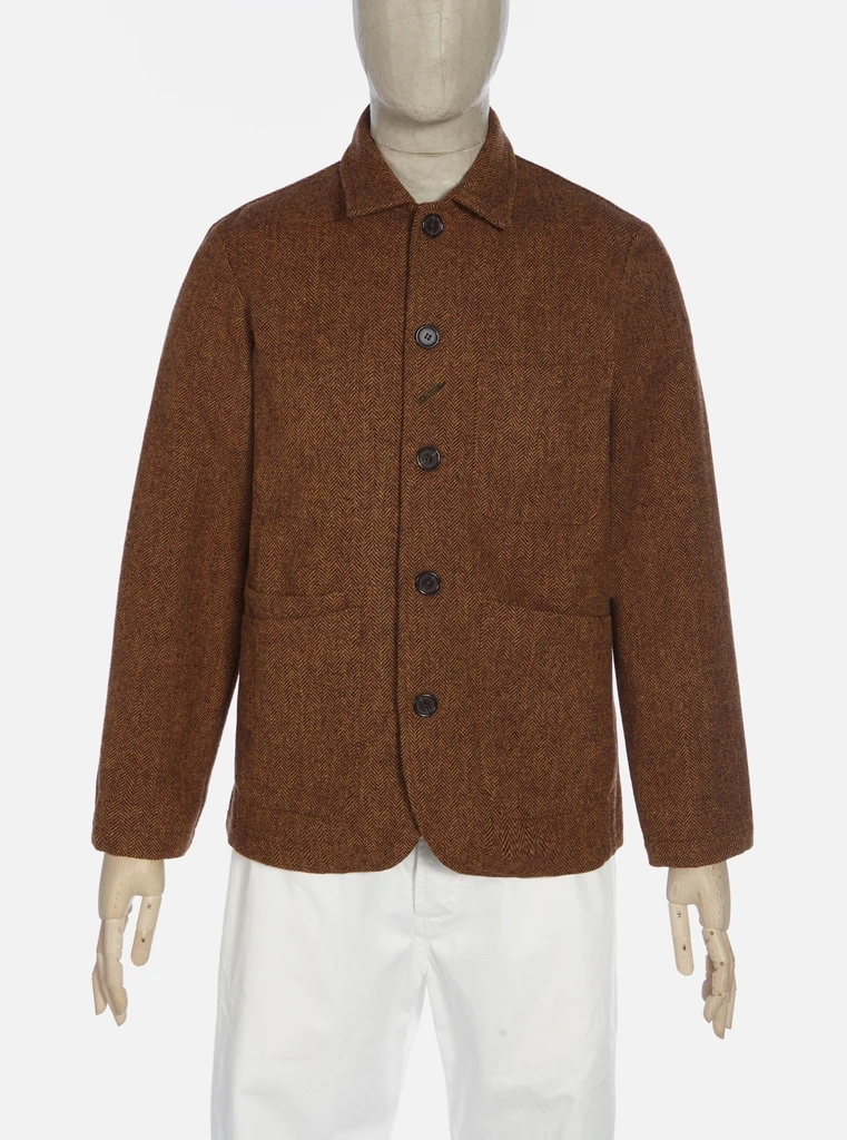 Jacket herringbone wool in orange. - Neighbourhood