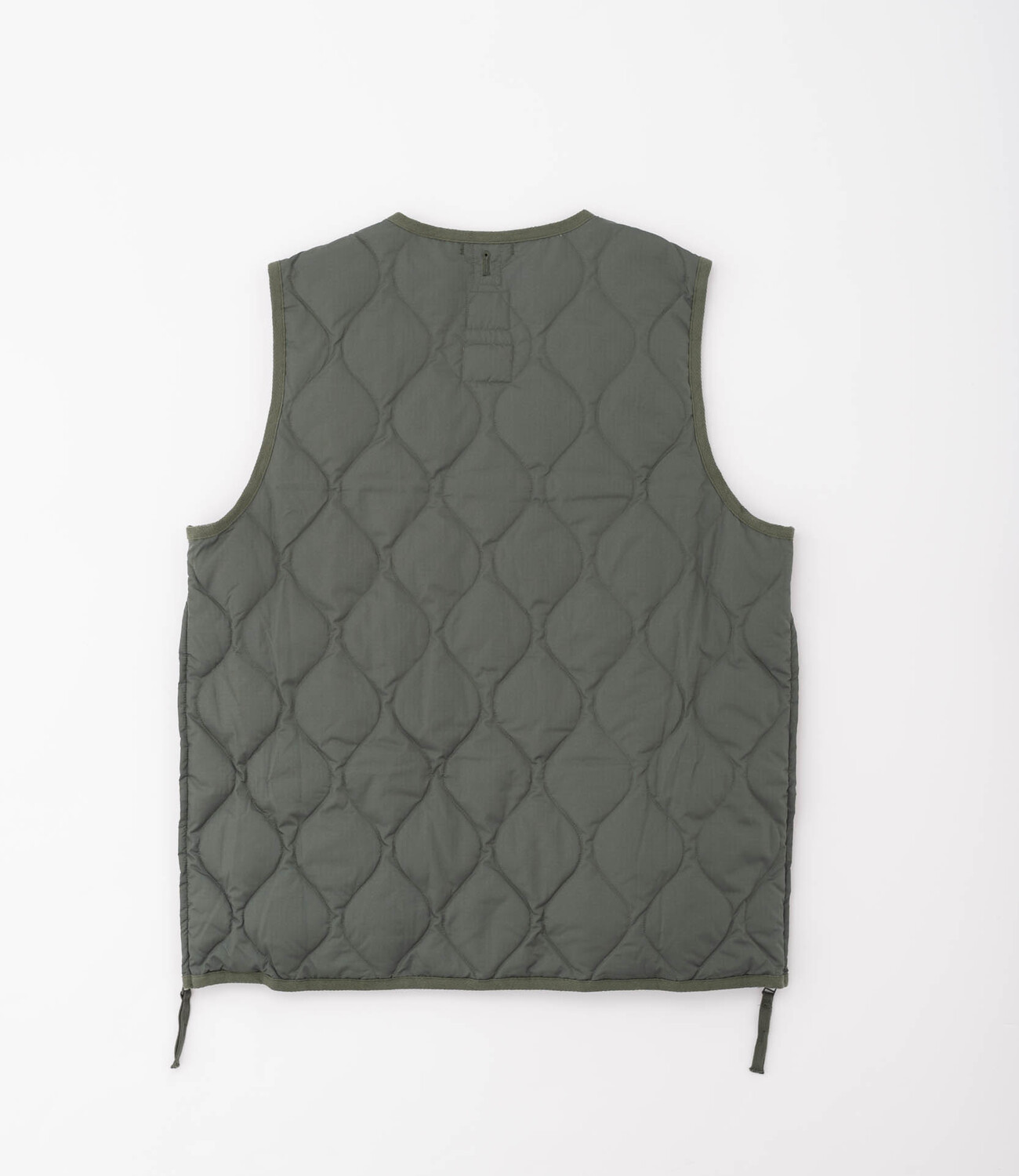 Military Button V Neck Down Vest - Olive