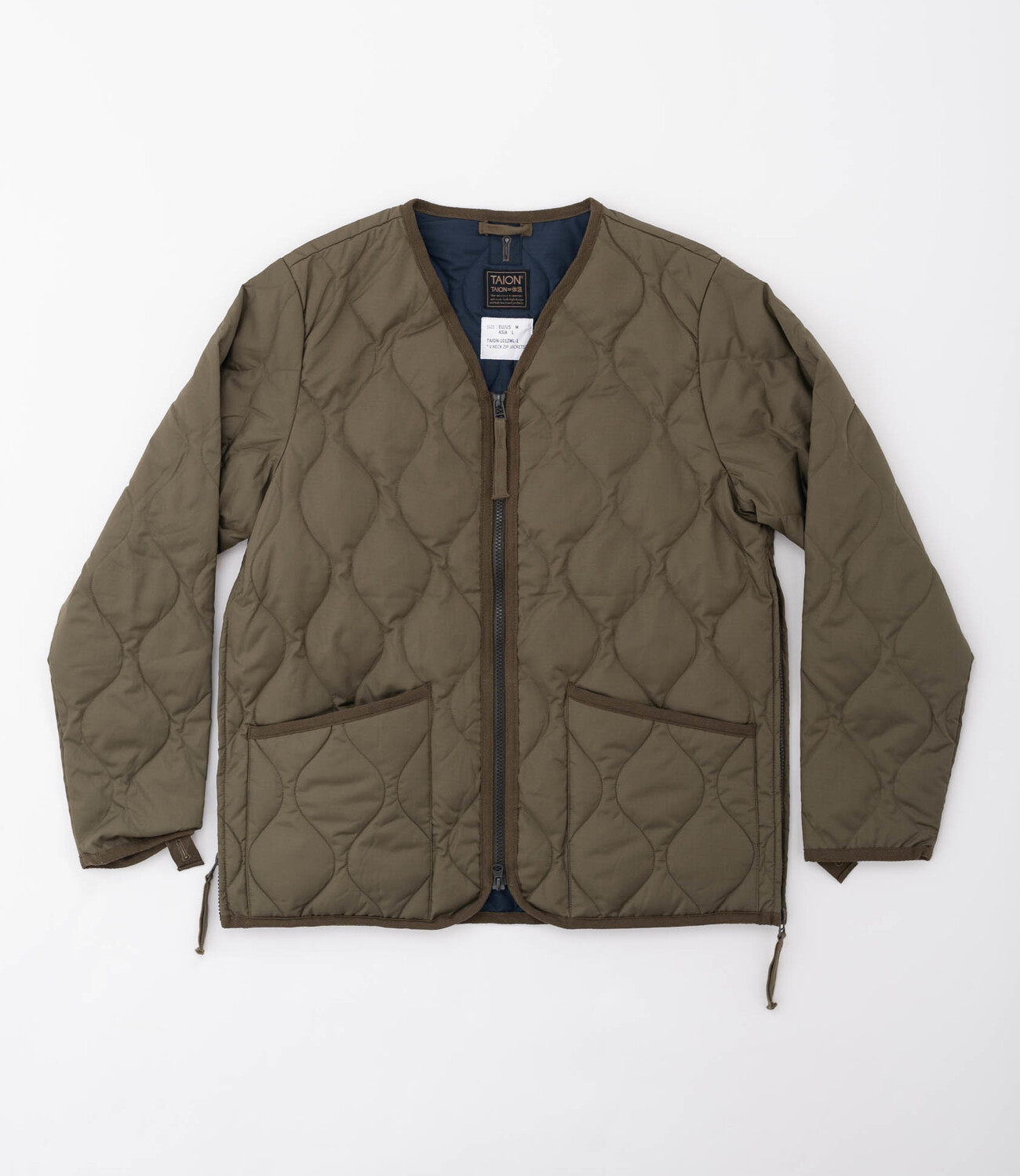 Military zip V-Neck Jacket - D. Olive