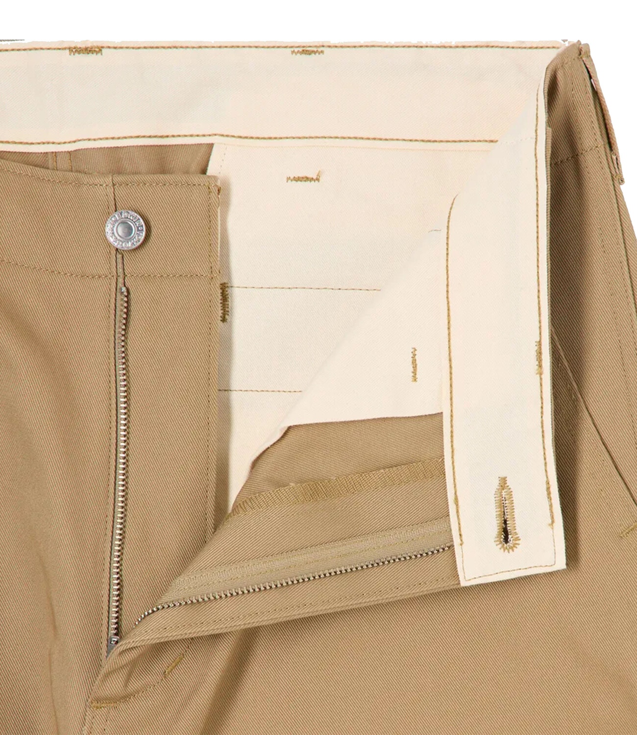 Wide Trousers Kurabo Compact Yarn Left Hand Twill, 10.5oz - Khaki