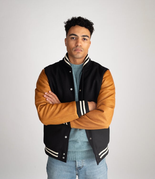 Dehen 1920 Varsity Jacket - Black/Rust