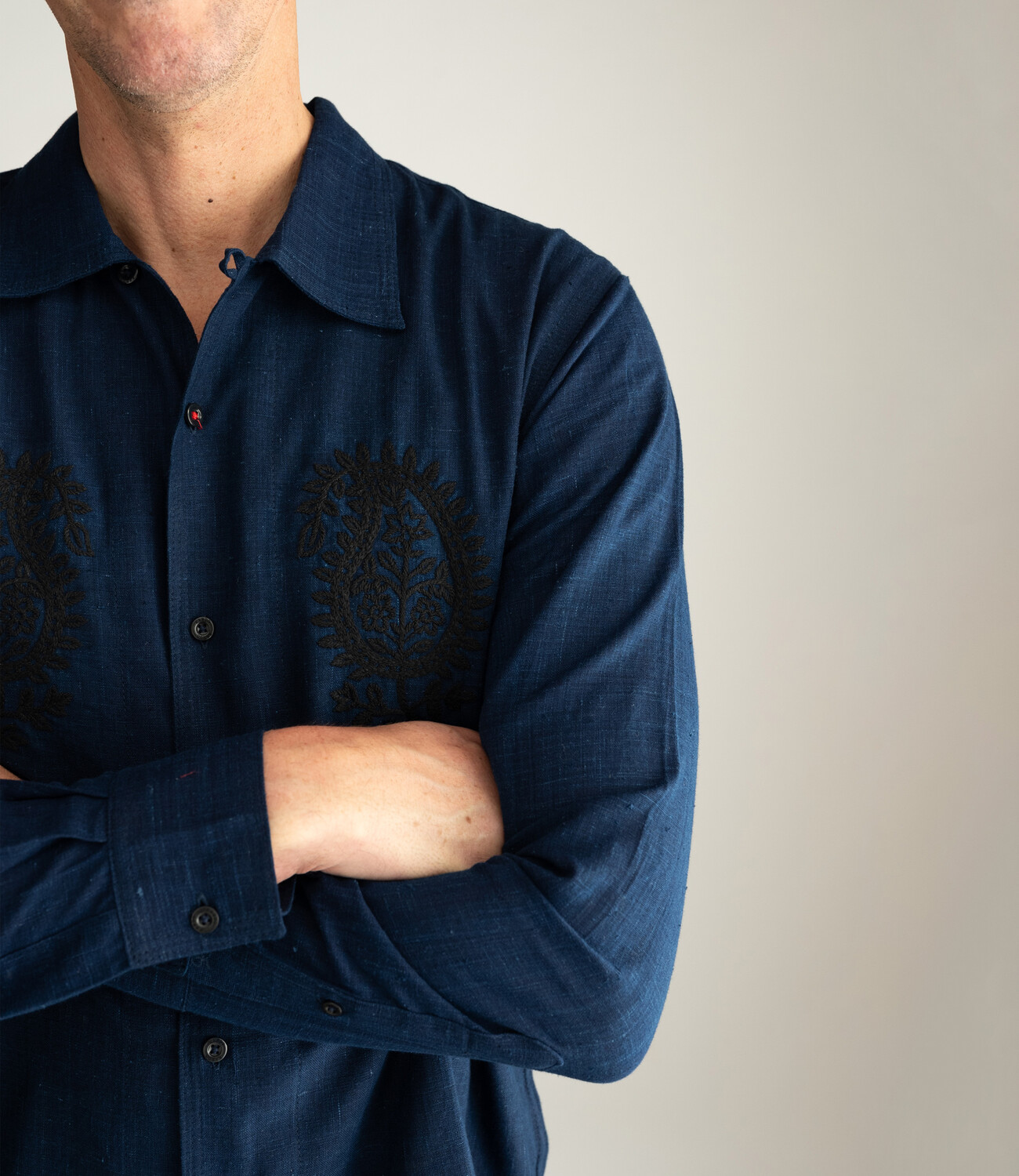 Chintan LS Khadi Embroidery - Indigo