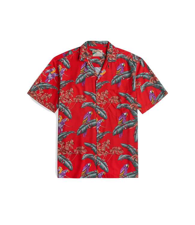 Paradise Found Jungle Bird Hawaiian Aloha Shirt - Red