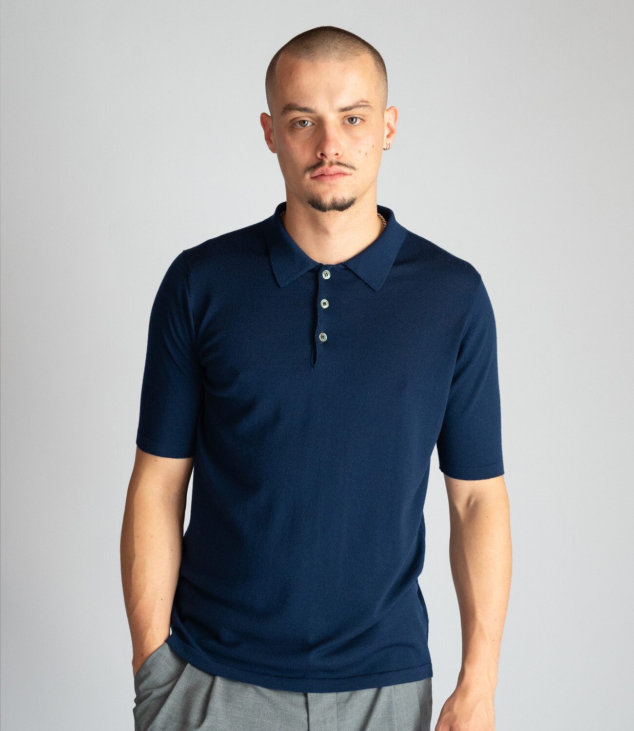 Polo super fine 100% merino wool - Navy