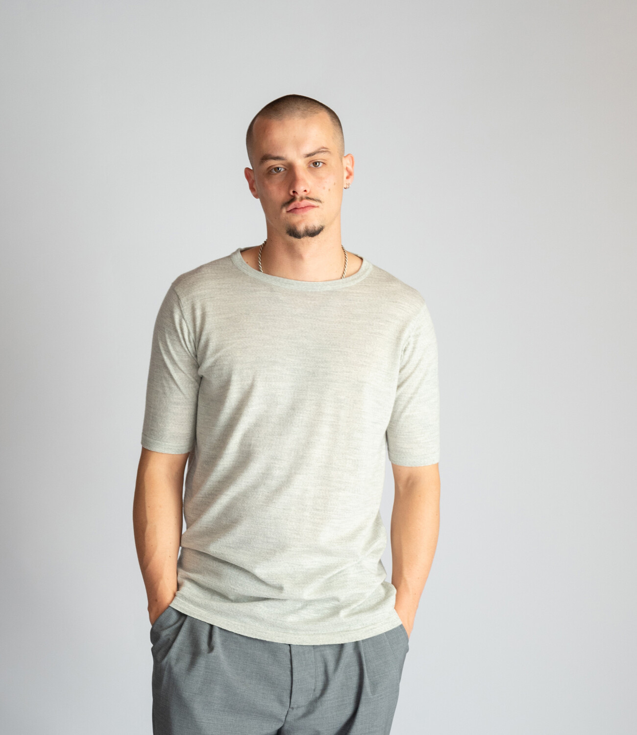 Super fine 100% merino wool Tee shirt - Grey