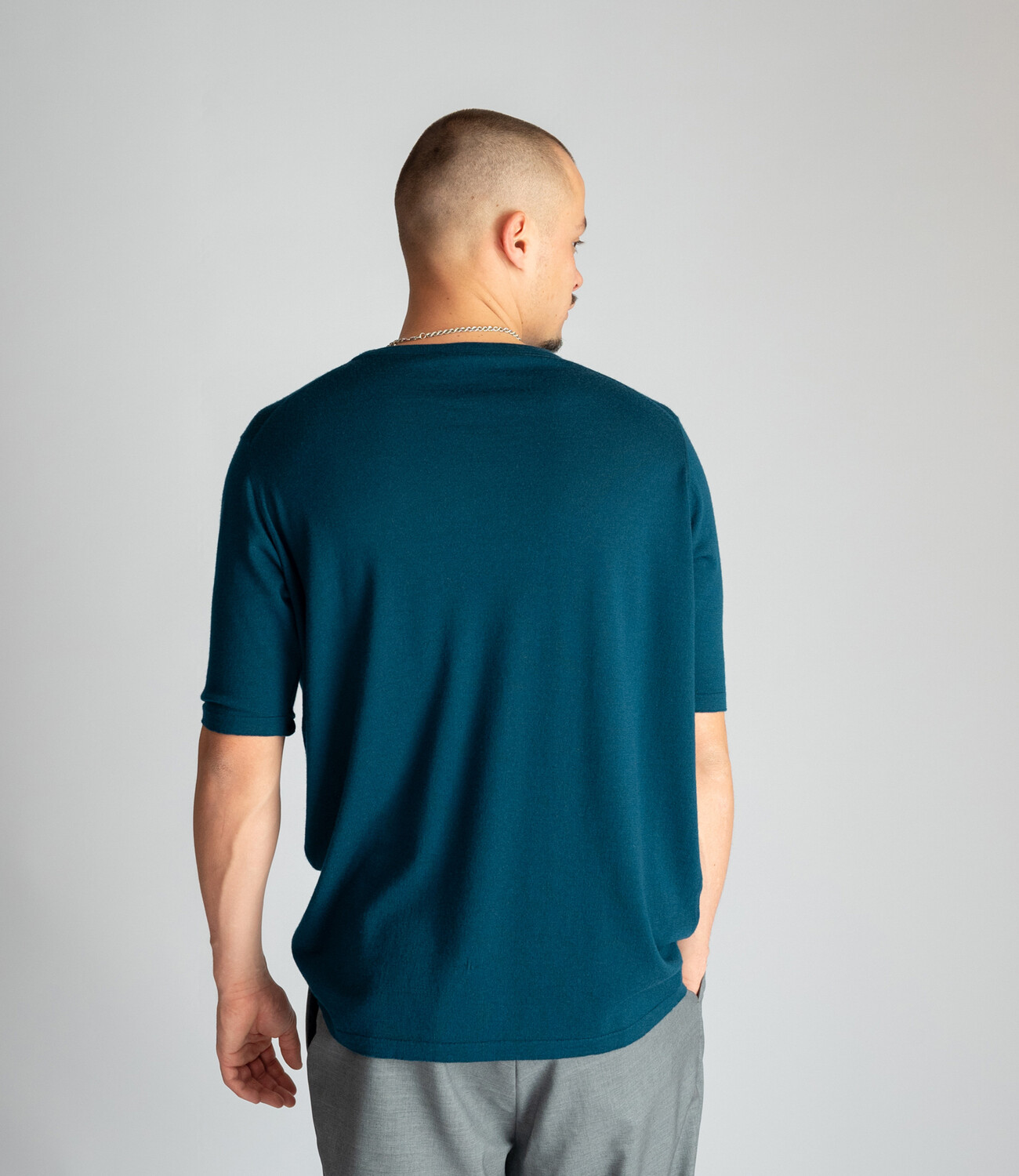 Super fine 100% merino wool Tee shirt - Petrol