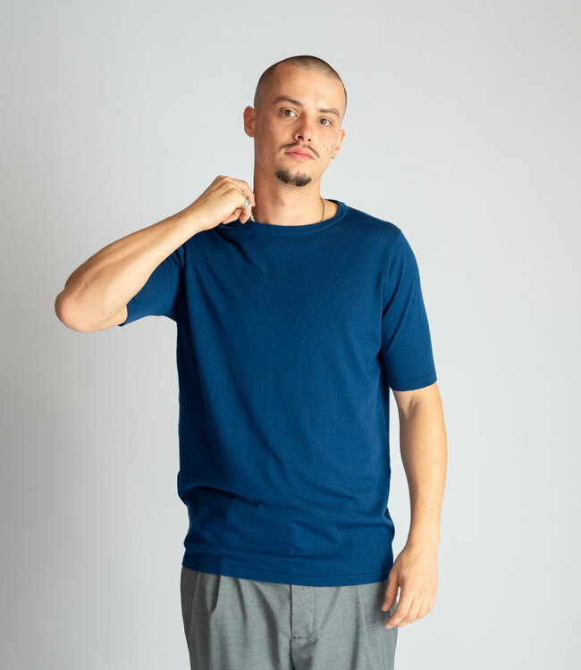 William Lockie Super fine 100% merino wool Tee shirt - Blue