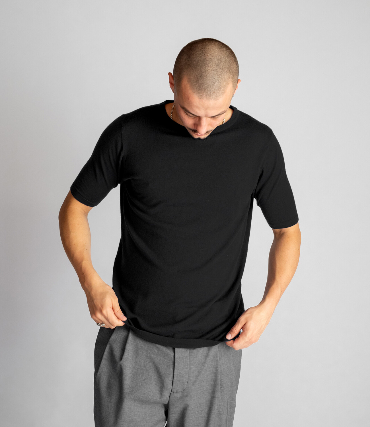 Super fine 100% merino wool Tee shirt - Black