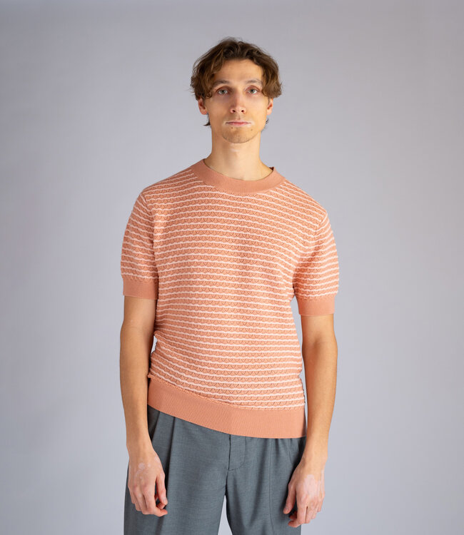 King & Tuckfield Textured T-shirt - Rose/Pale Blush