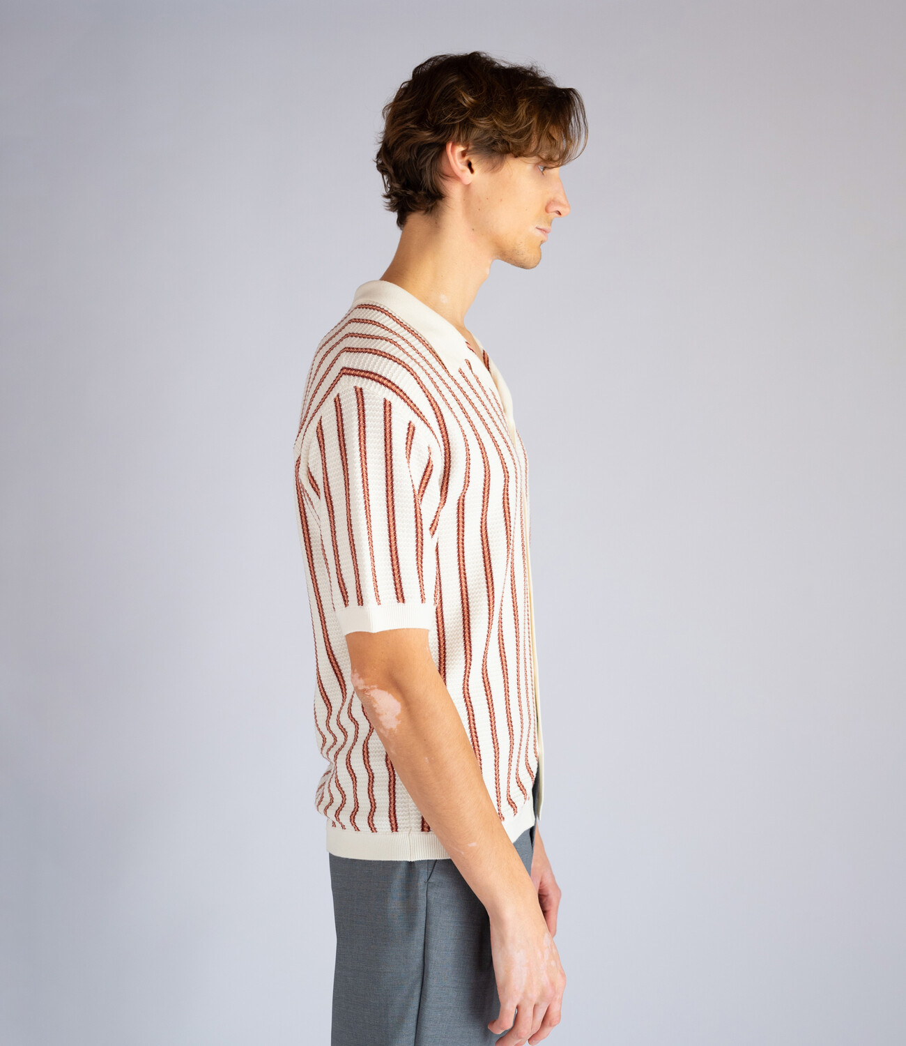 Stripe camp collar shirt - Vanilla Ice / Rose stripe