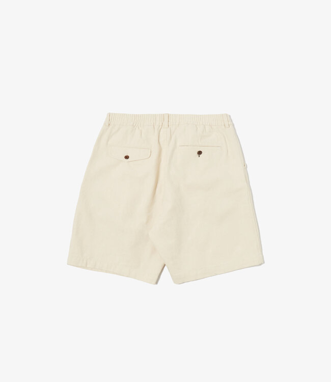 Universal Works Pleated track short recycled cotton - Ecru