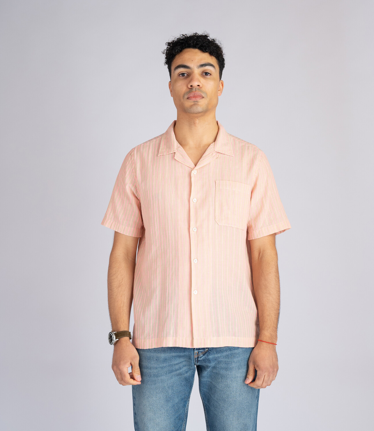 Road Shirt Fluro Cotton - Beige/Pink