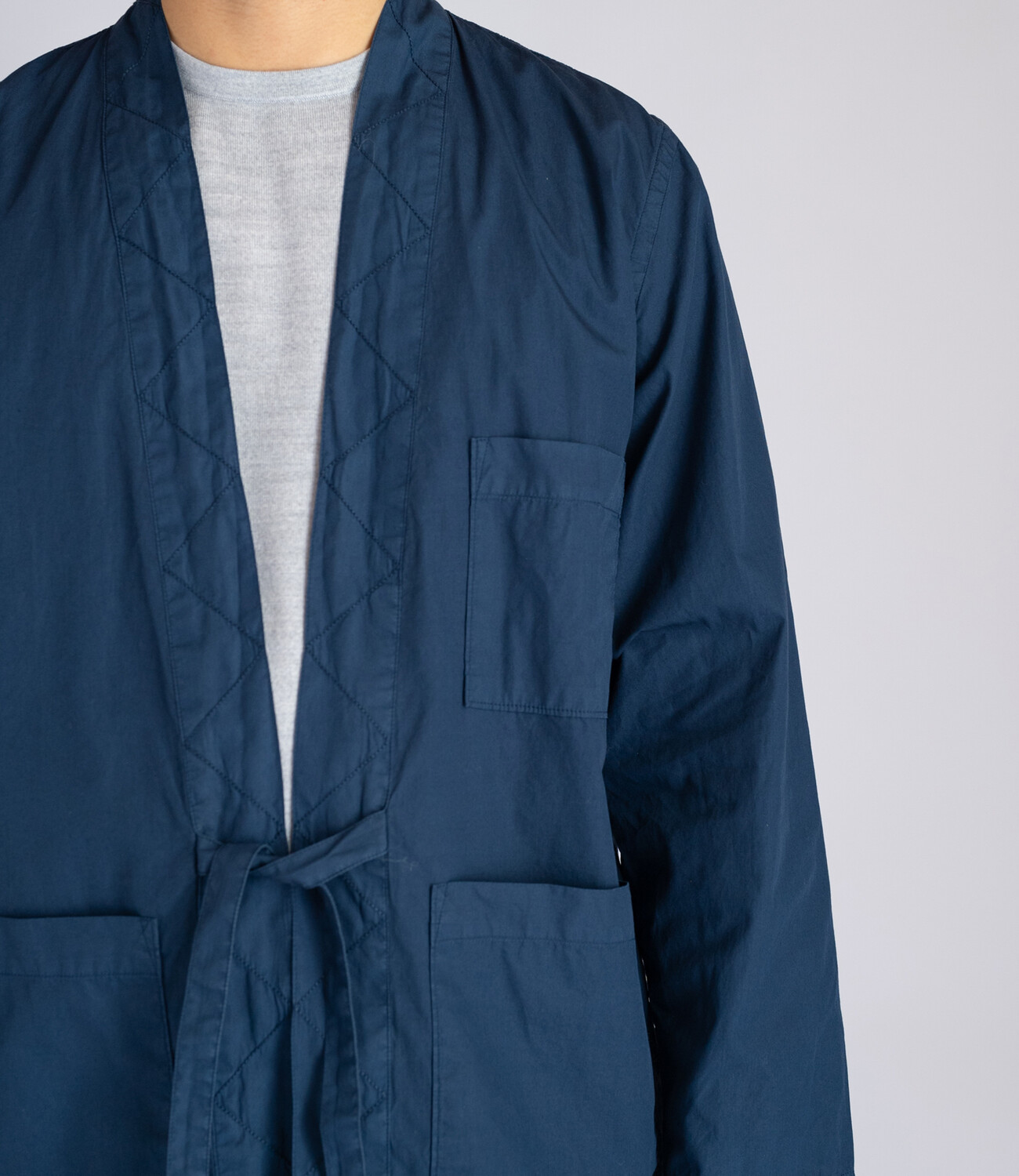 Tie Front Jacket - Navy Organic Fine Poplin