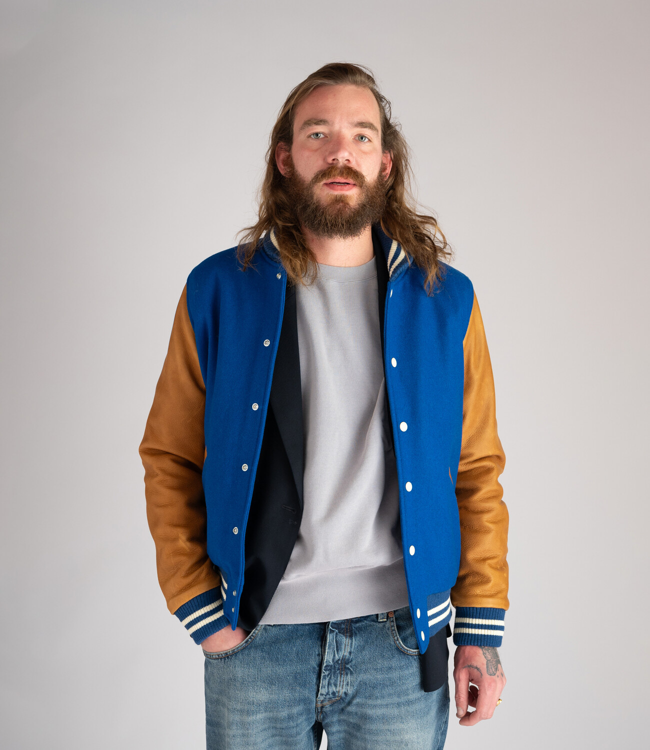 Varsity Jacket - Royal blue / Rust