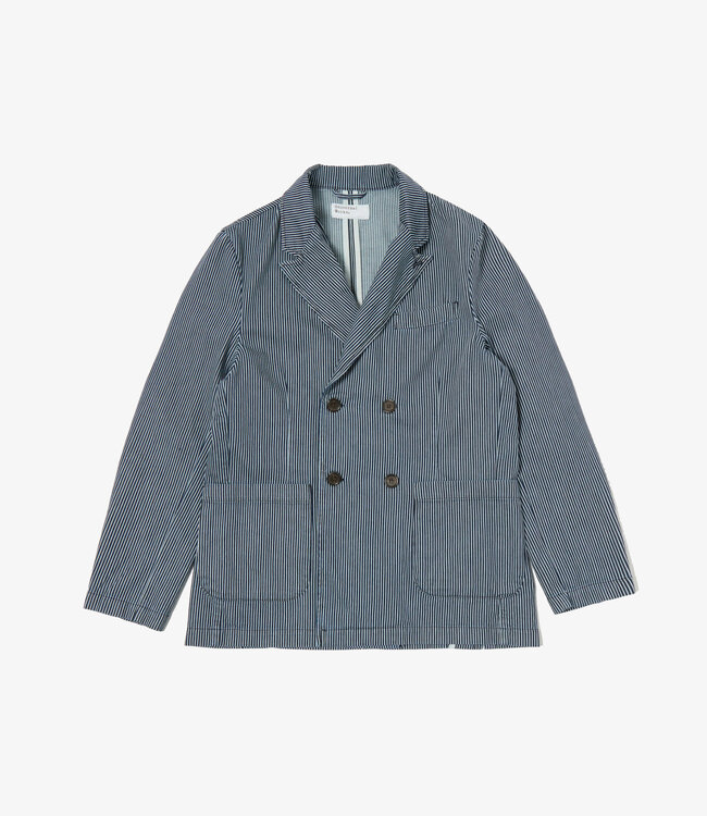 Universal Works Manor Jacket Hickory Stripe Denim - Indigo