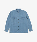 Universal Works L/S Utility shirt - herringbone washed denim